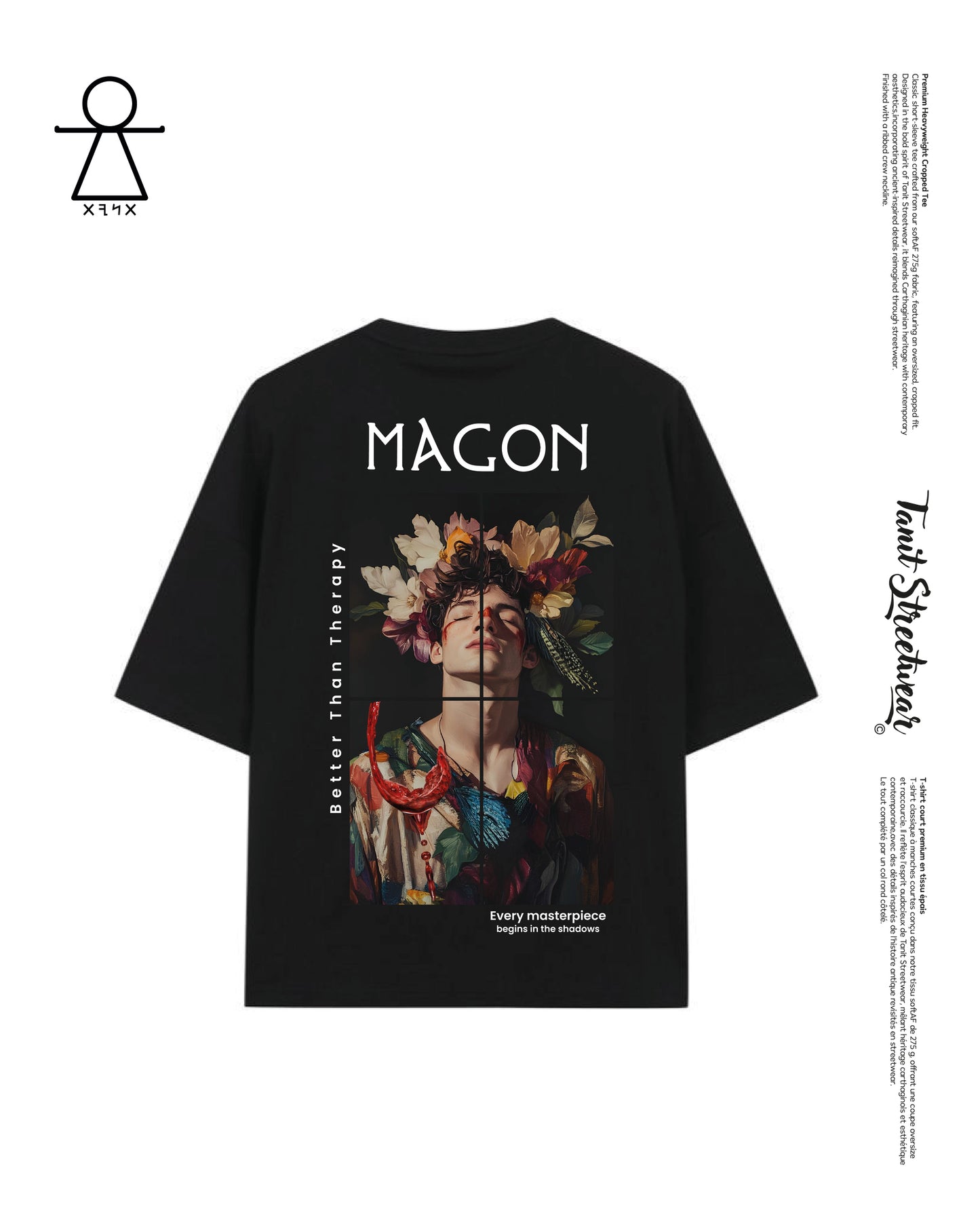 MAGON – Black Cropped Oversized Tee